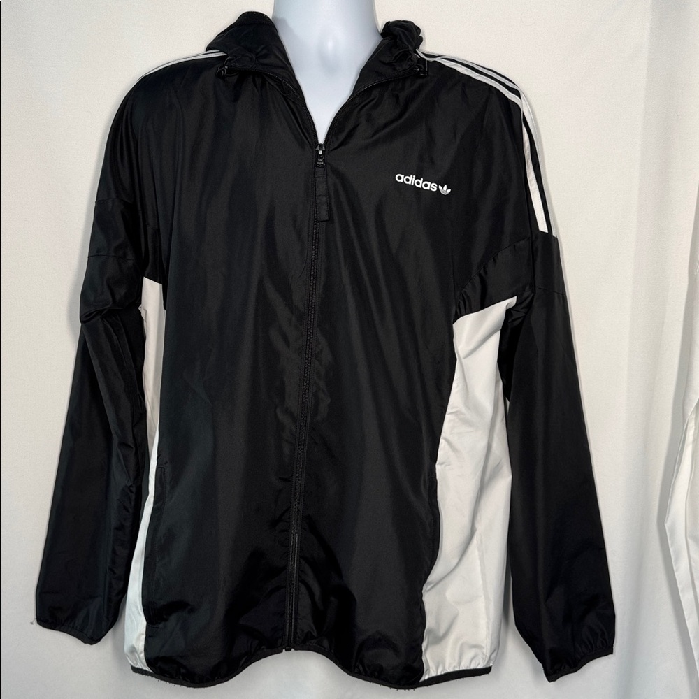 ❤️3/$30 Adidas Black and White Men's Windbreaker Jacket
